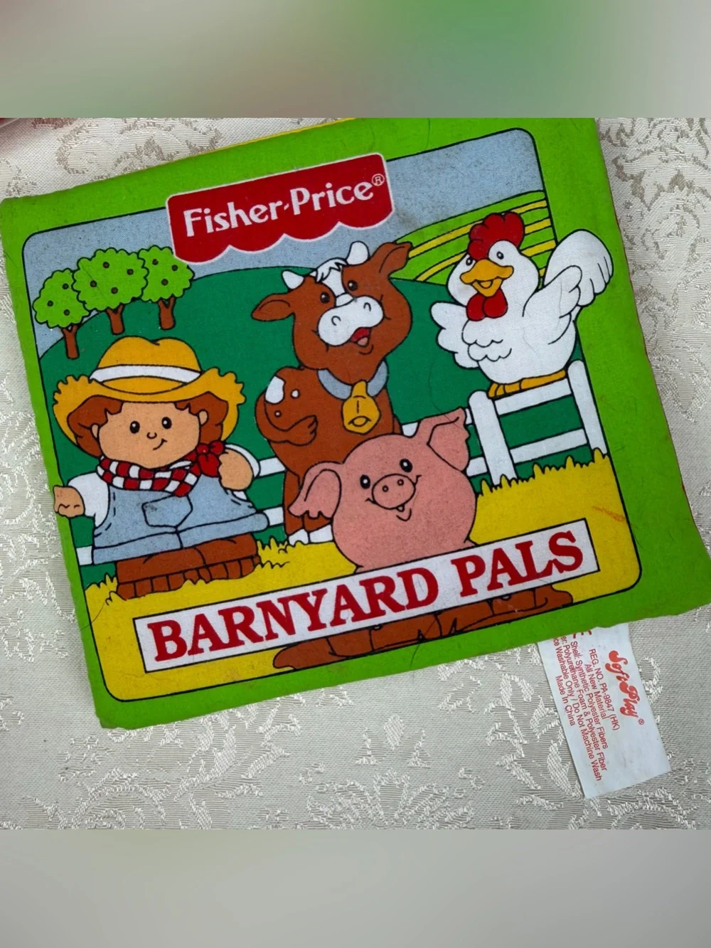 Vintage Fisher-Price Red Green Yellow Barnyard Pals Soft Book, 1990’s